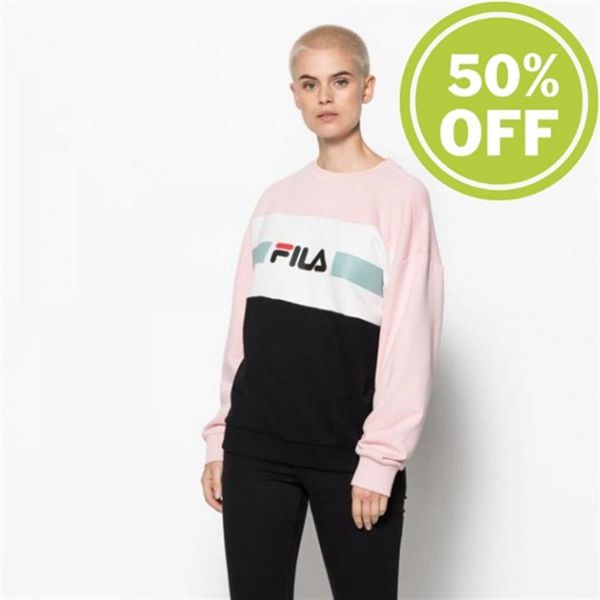 Fila Angela Crew 2.0 Hoodie With Crew Neck Women's Sweatshirts - Rose/White/Black,NZ 52-63940